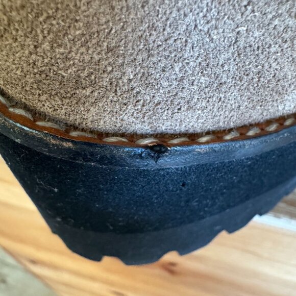 Jeffrey Campbell Tan Genuine Suede Leather Hiking Lug Sole Platform Wedge Boots - Picture 9 of 14